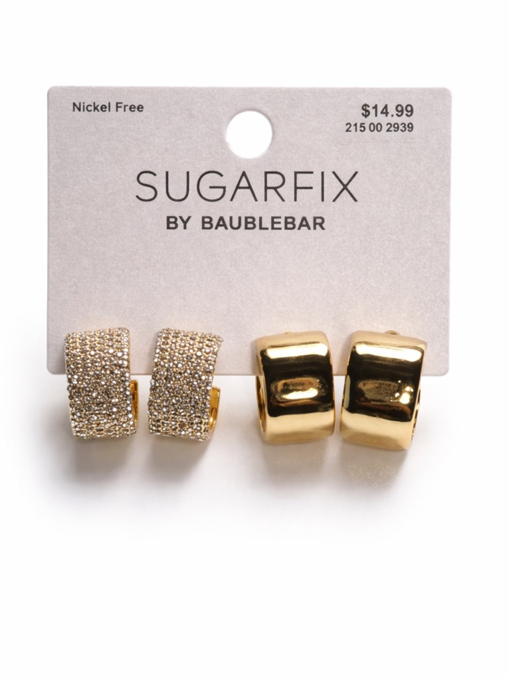 Sugarfix by BaubleBar Gold Huggie Earring Duo - Pave & Polished